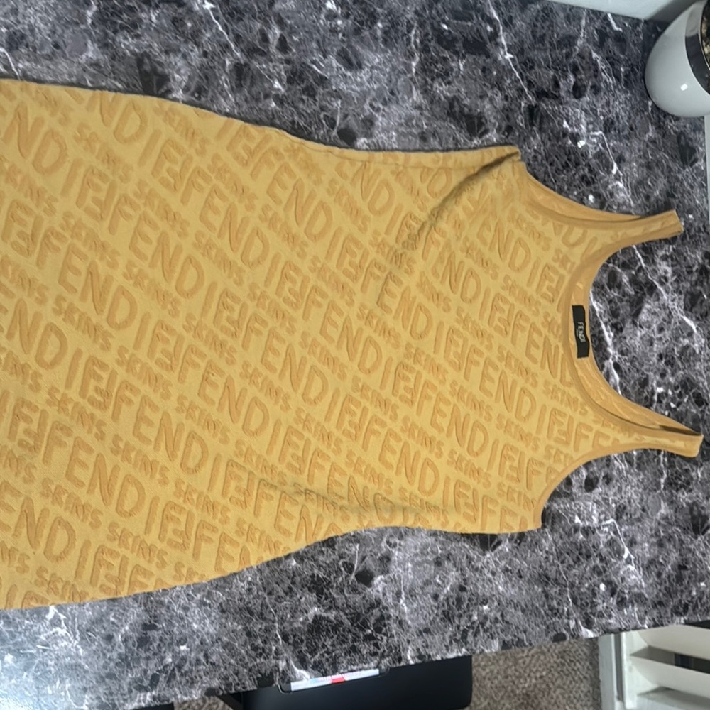 Fendi Tan Logo Tank Dress